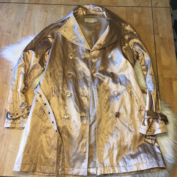 Michael Kors Metallic Gold Trench Coat M - Picture 5 of 14